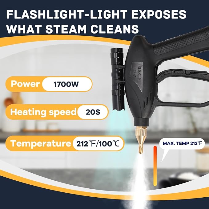 Moongiantgo 1700W High Pressure Steam Cleaner Handheld Portable Instant Steam Cleaning Machinefor Commercial Home USe Kitchen Bathroom Grout Tile Car Detailing (Yellow, 110V)