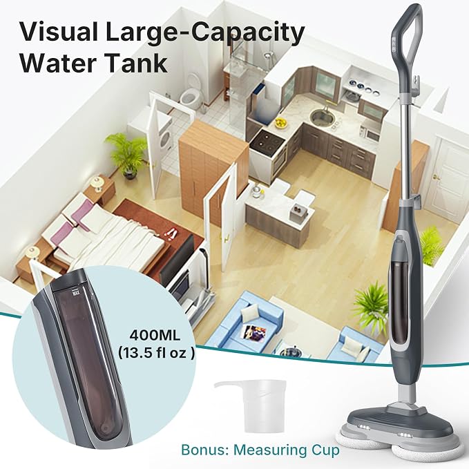 OLIXIS Steam Mop, All-in-One Scrubbing Steam Mops for Floor Cleaning with Rotating Pads, Floor Steamer with 2 LED Lights, 4 Cleaning Modes, Swivel Steering, 16.4 FT Cord, Safe for Hardwood and Tile