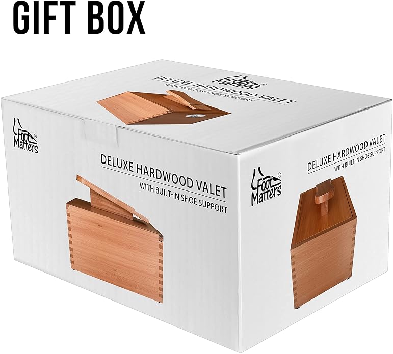 FOOTMATTERS Shoe Shine Valet Box - Hardwood Boot & Shoe Care