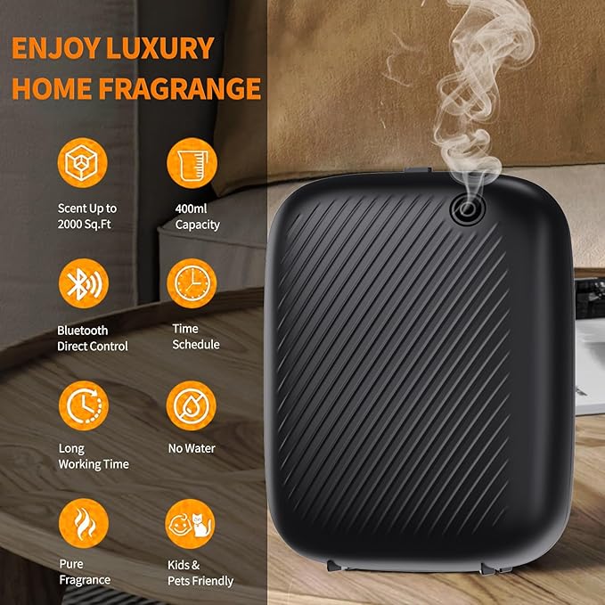 Smart Waterless Essential Oil Diffuser, 400ML Diffuser with 100ML Fragrance Scent Oils for Scent Air Machine with 12A1V Power Adapter for Large Room and Commercial Use, Cover Up to 2000 Sq.Ft