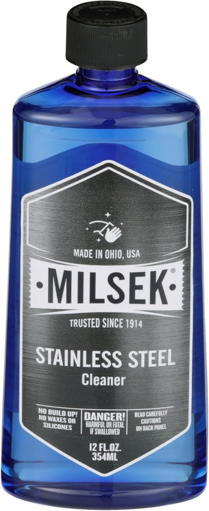 Milsek Stainless Steel Cleaner - Multipurpose Cleaning Supplies for Home and Kitchen Appliances, Sink, Stovetop, Dishwasher, Microwaves and Refrigerators - 12 Fl Oz (Pack of 4)