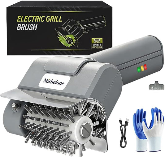 Electric Grill Brush - Cordless Rechargeable Automatic Electric Grill Cleaner with Stainless Steel Bristles & Electric BBQ Grill Brush for Outdoor Grills