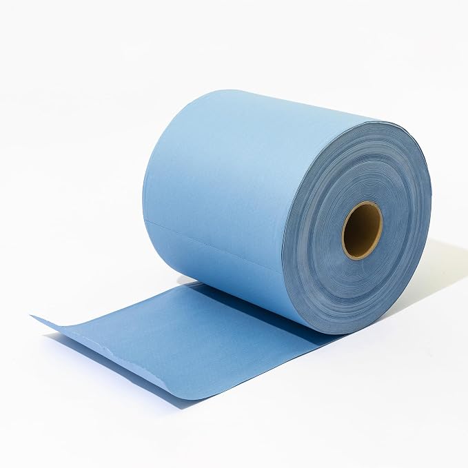 Industrial Strength Power Clean Heavy Duty Wipes - Absorbent, Durable, and Reusable Cloths for Tough Dirt, Oil, and Grime in Manufacturing and Workshops - 475 Sheets, Blue Shop Towels-Jumbo Roll