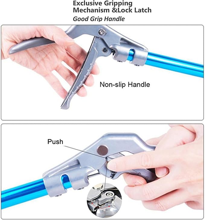 Snake Tong Catcher–Professional Reptile Rescue Grabber Aluminum Alloy with Wide Jaw Locking Mechanism and Comfort Grip for Safe Rattlesnake Control and Removal Tool (39inch Snake Tong)