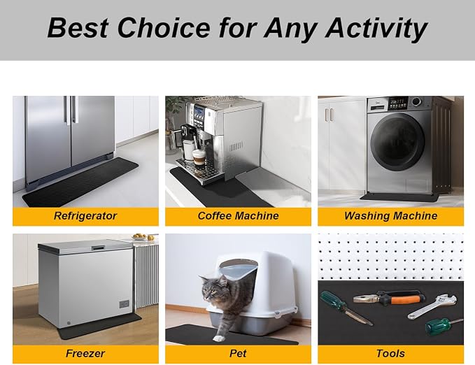 Refrigerator Mat, Washing Machine Spill Liner, Drip Tray and Leak Catcher Mat, Fridge Mat Prevent Water Leakage and Floor Damage from Elecrical Equipment Heavy Duty 37.5'' x 8.5'' Black