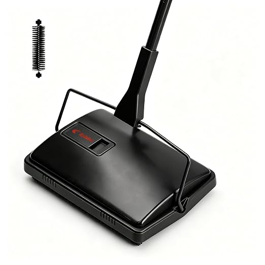Eyliden X-Large Carpet Sweeper - Quiet Manual Sweeper for Carpets & Rugs | 1 Extra Refill Roller Brush, Non-Electric, Hand Push, Quietly Cleans Debris and Messes, Restaurant Roller Broom, Mint