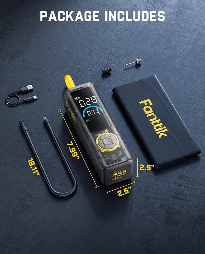 Fanttik X9 Apex Portable Air Compressor for Car Tires, 35s Fast Inflation, 150PSI Cordless Tire Inflator with Light and Power Bank, Handed Inflator for Car, Motorcycle, Bike, Mechanical Gray