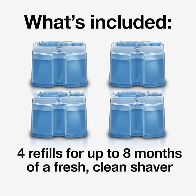 Braun Clean & Renew Refill Cartridges CCR, Replacement Shaver Cleaner Liquid Solution for Clean&Charge System, Pack of 4