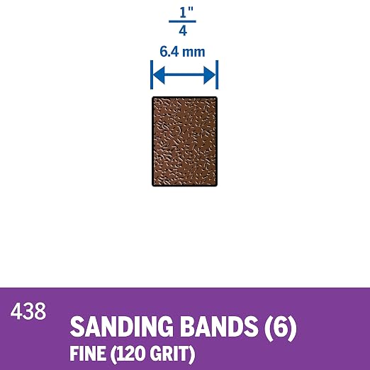 Dremel 438 120-Grit Sanding Bands, 1/4-Inch, 6 Pack