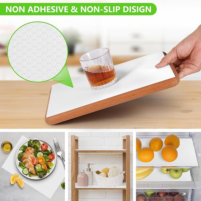 White Shelf Liners for Kitchen Cabinets Non Adhesive Drawer Liner for Bathroom Waterproof Refrigerator Liners for Shelves Fridge Plastic Mats Cabinet Cupboard Liner 17.5 x 236.2 Inches x 2 Rolls