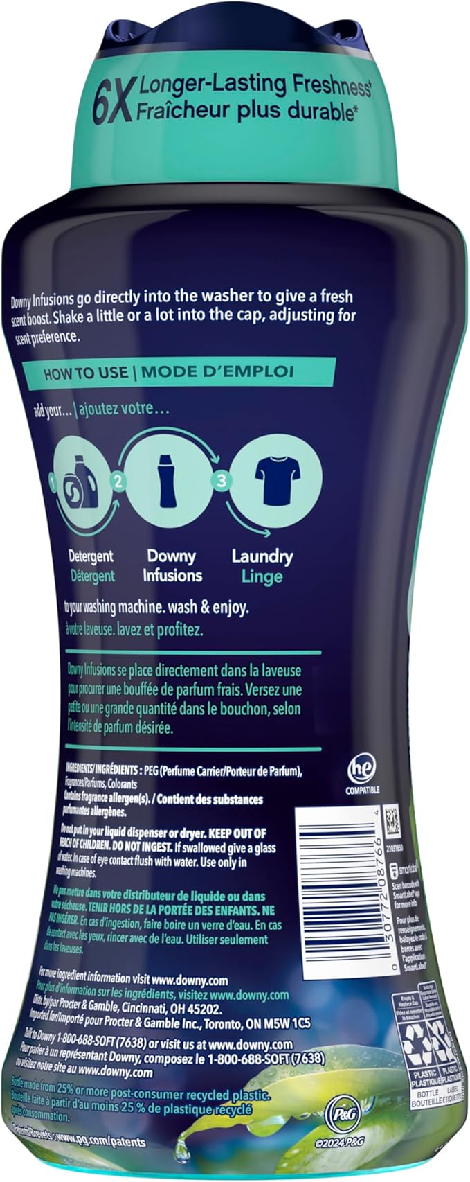 Downy Infusions In-Wash Laundry Scent Booster Beads, REFRESH, Botanical Florals and Birch Water Scent, 24 Ounce (Pack of 4)