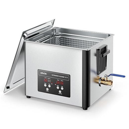VEVOR 15L Ultrasonic Cleaner, Professional Ultrasonic Cleaner Machine with Cleaning Basket & Digital Display, 240W Stainless Steel 40kHz Industrial Cleaning Machine for Parts, Carburetors, Instruments