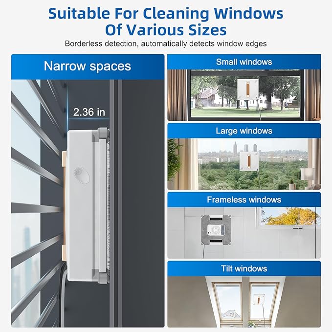 Lcoco&Dream GLE 350 Window Cleaning Robot with 2-Nozzle Dual Spray, Smart Path Planning & Cleaning Modess, Remote Control Smart Window Robot for High-Rise Windows, Mirrors & Glass Doors & Marble