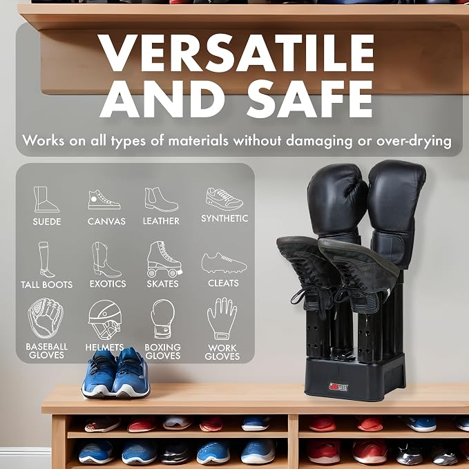 JobSite Mighty Dry Boot Dryer with Rubber Drip Tray - Boots Dryer with Heat Blower Fan - Fast Glove & Shoe Dryer - Helps Reduce Odor