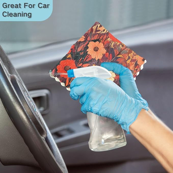 Autumn Poppy Flowers06 Kitchen Towels Dish Cloths Set of 6 Microfiber Cleaning Cloths for Cars Super Absorbent Machine