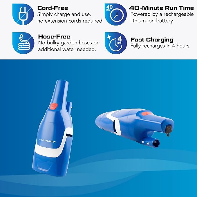 NEW 2026 Pool Blaster Aqua Broom Recharge G2 - Cordless Spa & Hot Tub Vacuum, Integrated One-Piece Design, Double Debris Capacity, Rechargeable Lithium-Ion, 40 Min Runtime