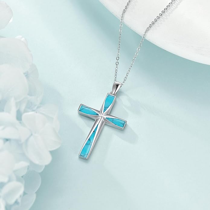 ONEFINITY Religious Cross Pendant Necklace Sterling Silver Origami Cross Pendant Gifts for Women Men Jewelry