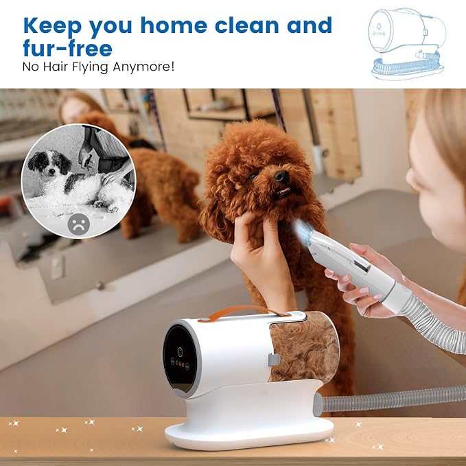 Dog Vacuum for Shedding Grooming, 12000Pa Suction Dog Grooming Kit, Pet Hair Vacuum with 4 Tools, 2L Dust Cup, 3 Levels