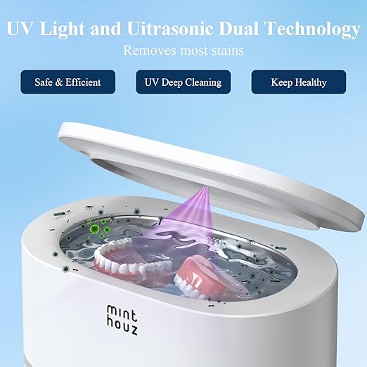 Minthouz Ultrasonic Jewelry Cleaner Machine 48KHz Ultra Sonic Cleaner for Jewelry, Eyeglass,Rings,Watch Band,Dentures, with 5 Cleaning Modes, 500ML 304 Stainless Steel Tank,Gift for Wife,Mom,Daughter