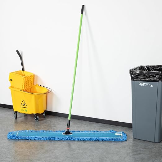 Restaurantware-Clean Tek Professional 48.03 x 5 Inch Dry Floor Mop, 1 Reusable Dust Mop - 64-Inch Handle, Secure Attachment, Blue Microfiber, Machine Washable, for Floor, Cleaning Home Or Office