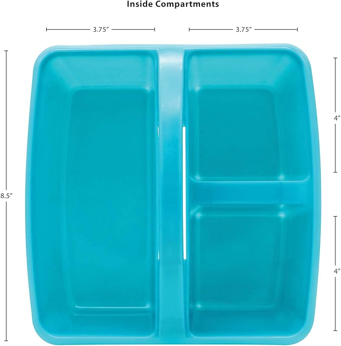 Teacher Created Resources Teal Portable Plastic Storage Caddy 6-Pack for Classrooms, Kids Room, and Office Organization, 3 Compartment