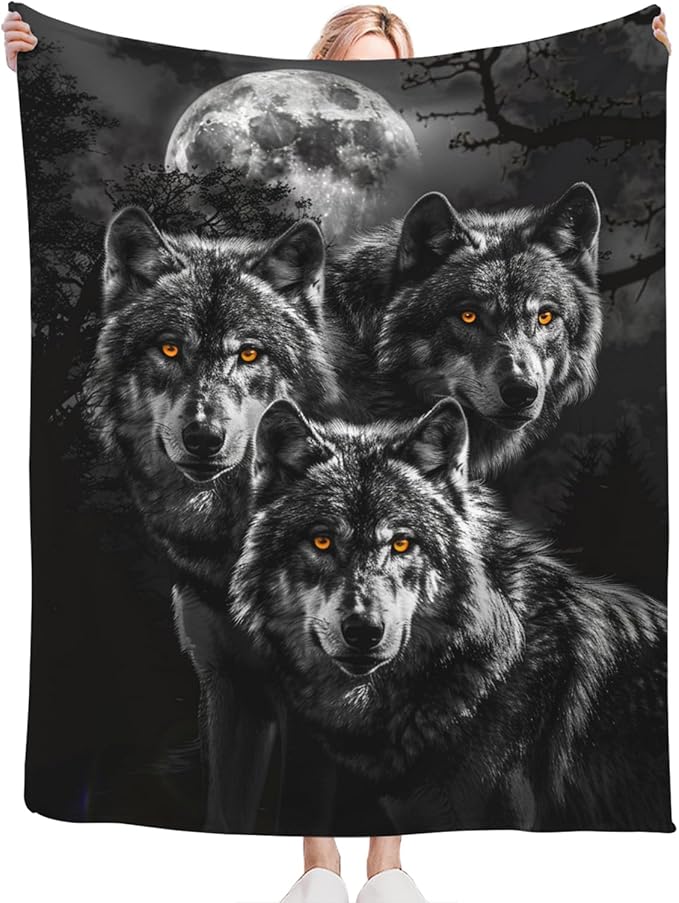 Tijuboni Wolf Throw Blanket Wolf Gifts for Girls Boys Women Men Kids Adults Soft Flannel Fleece Blanket for Couch Sofa Bed Home Decor 60"x80"