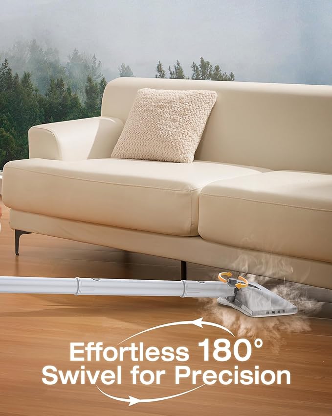10-in-1 Steam Mop with Detachable Handheld Steamer, 350ml Tank, 10s Heat-Up, 248°F Steam Cleaner, 3-Level Control and Swivel Head for Floors, Carpets, Tiles, BBQ grill Multi-Surface Clean White