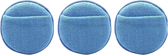 5 Inch Microfiber Wax Applicator Pad, Round Foam Sponges for Vehicle Detailing Motorcycle Daily Care(Blue 3pcs)