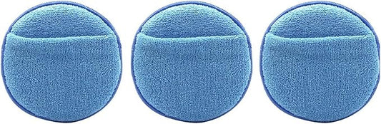 5 Inch Microfiber Wax Applicator Pad, Round Foam Sponges for Vehicle Detailing Motorcycle Daily Care(Blue 3pcs)