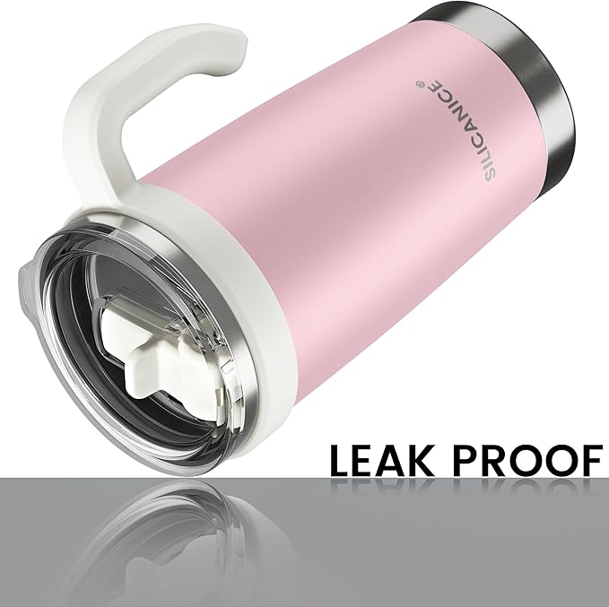 For Iced Coffee & Smoothies – Never Drink from a Moldy Lid Again: 20oz Hygienic Tumbler, 100% Leakproof Lid & Removable Foldable Spout. Reinforced Base, Fits Cup Holders - Pink Sand