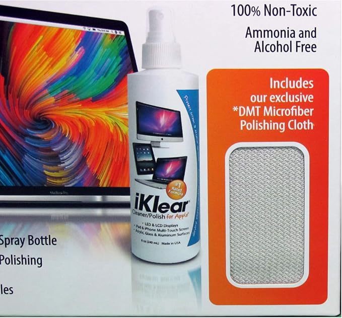 The Original Premium iKlear Screen Cleaner Kit For Iphone, Ipad, Imac, Gaming Monitor, Large Screen TV’s, Included With DMT Cloth MADE IN THE USA
