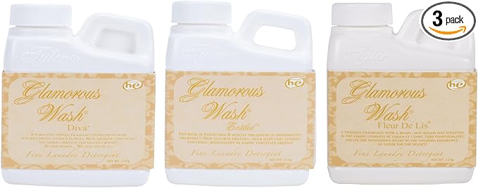 Elanze Designs Tyler Candle Glamorous and Luxurious High Efficient Wash 4 ounce Scented Fine Laundry Detergent Pack of 3; Diva, Entitled, Fleur de Lis