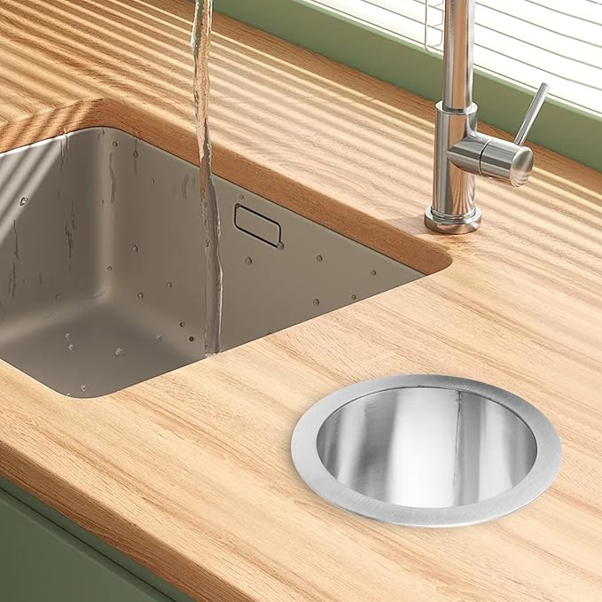 Antrader Drop-in Trash Chute,Counter Top Trash Chute Stainless Steel,Round (170mm/6.69inch),1Pcs