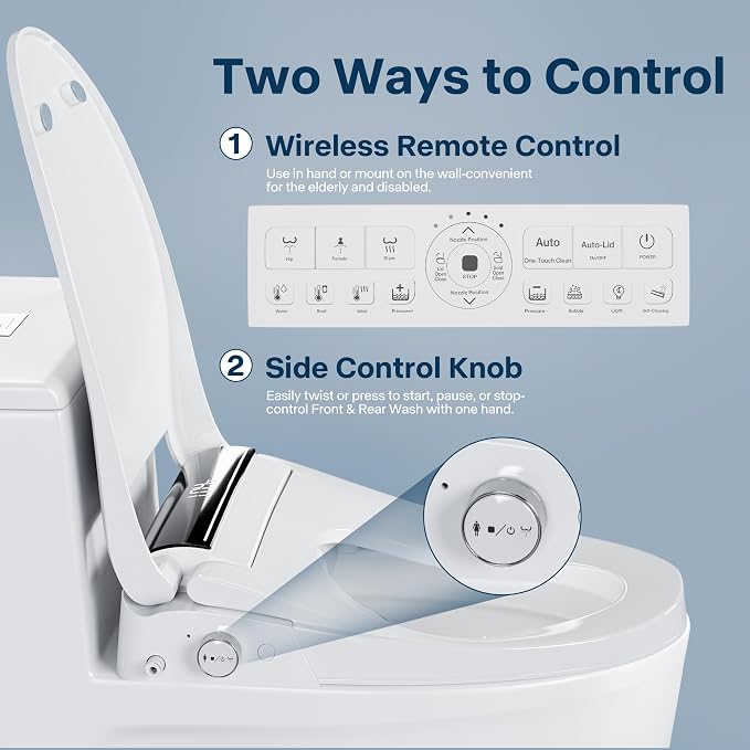 Bidet Toilet Seat with Bubble Shield, Heated Endless Warm Water Electric Bidet with Dryer, Auto Open/Close Lid & Seat, LED Temp Display, Smart Bidet Seat for Bathroom (Ceramic White)