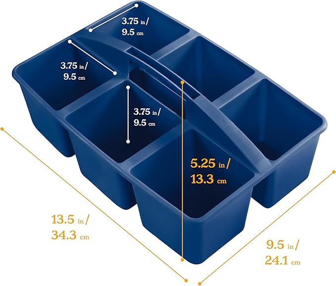 ECR4Kids 6-Compartment Large Plastic Caddy, Multipurpose Organization, Earthtone, 6-Pack