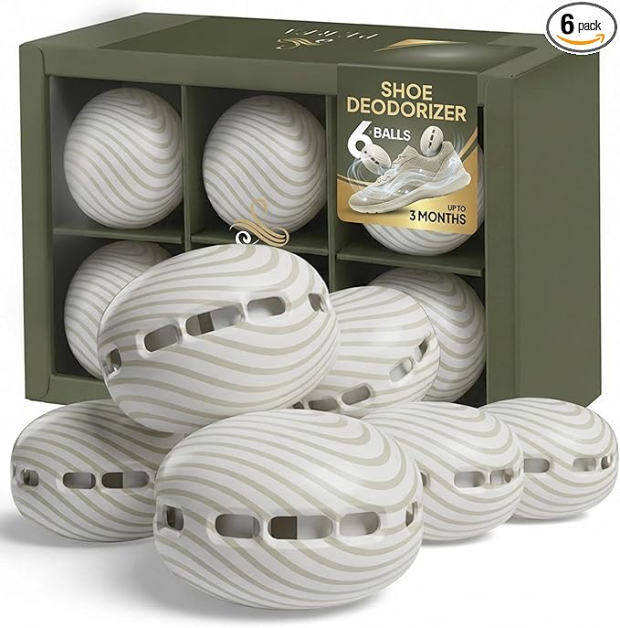 Premium Shoe Deodorizer (6PCS) | Linen-Scented Shoe Deodorizer Balls | Replaces Bad Odours | Multi-use Odour Eliminator for Shoes, Closet, and Bags by Perfa