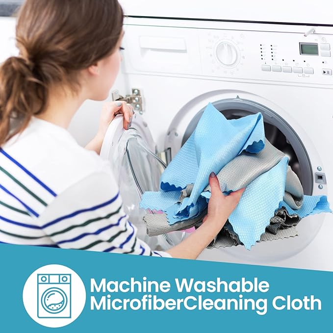 40 Pack Cleaning Cloth Reusable Kitchen Towels Fish Scale Microfiber Polishing Cloth for Windows Glass Mirrors No Watermark, 12 x 16 Inches(Gray Blue)