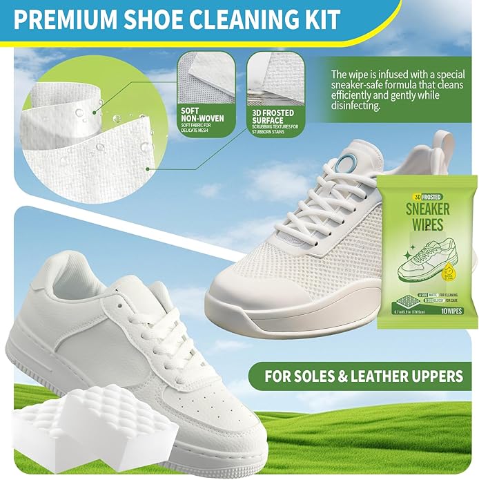 Creatyi Shoe Cleaner Sneaker Cleaner Kit Cleaning Sponge and 3D Sneaker Wipes for Sneakers