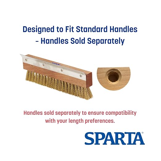 SPARTA Pizza Oven Brush Replacement Head with Crimped Brass Bristles and Stainless-Steel Scraper, Durable, Ideal for Commercial Kitchens, 10 Inches, Wood