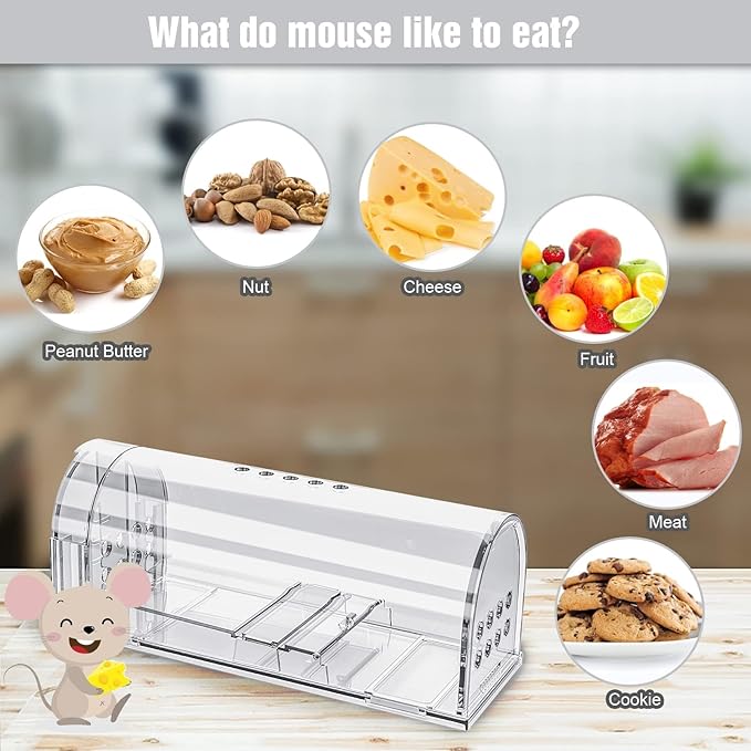 4 Pcs Humane Mouse Traps No Kill, Live Mouse Traps Indoor for Home, Reusable Mice Small Rat Trap Catcher for House & Outdoors