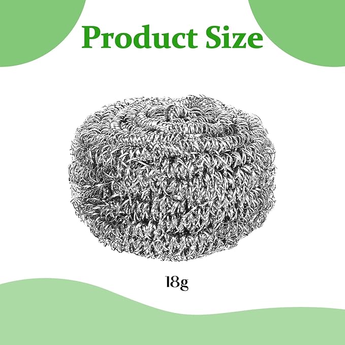 72 Pieces Stainless Steel Scrubber Bulk Steel Wool Scrubber Metal Sponge Wire Scouring Pad Heavy Duty Clean Dish Pot Pan and Oven for Kitchen, Bathrooms, and More