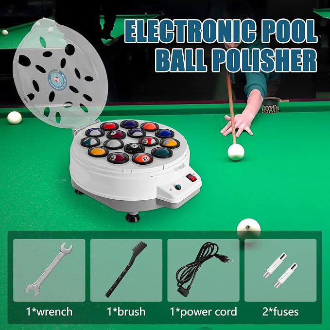 Pool Ball Cleaner,110V Automatic Billiard Ball Cleaner,Pool Ball Cleaner Machine,Electronic Pool Balls Polishing for 16 Billiard and Snooker Balls