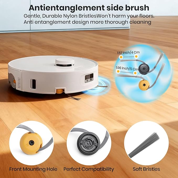Roller Brush and HEPA Filter Replacement Compatible with Roborock Qrevo Curv 2 Flow Robot Vacuum Cleaner,4 Main Brush,2 Roller Mop Cloth, 4 HEPA Filter,6 Side Brush,6 Dust Bag,Accessories Parts Kit