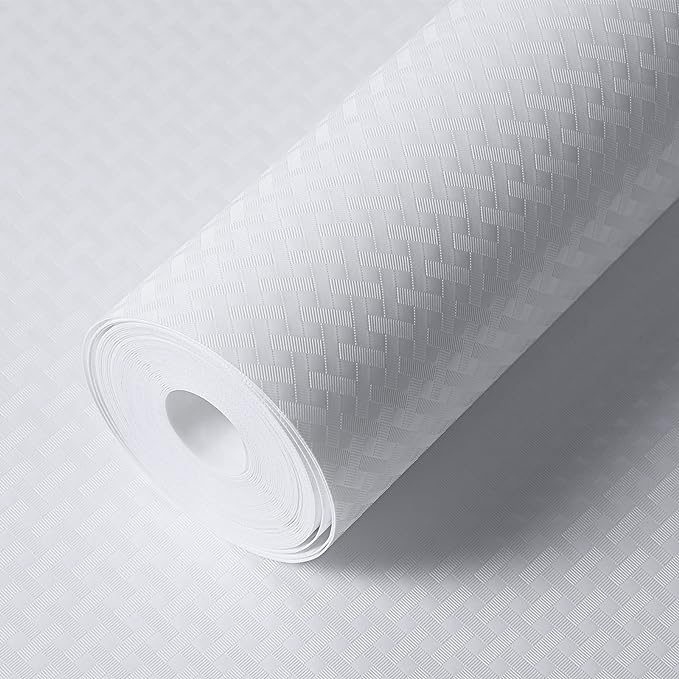 White Shelf Liner Kitchen Cabinet Liners Refrigerator Liners Waterproof & Oil-Proof Kitchen Cupboard Liner Drawer Mats EVA Material Non Adhesive Fridge Liner for Shelves 23.6 x 393.7 Inches