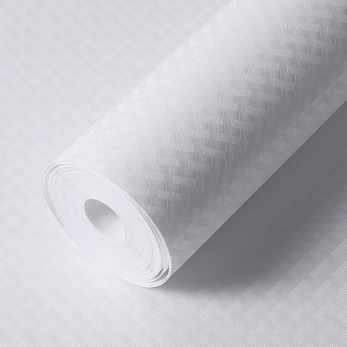 Shelf Liners for Kitchen Cabinets Refrigerator Liners Waterproof & Oil-Proof Kitchen Cupboard Liner Non-Slip Drawer Mats EVA Material Non Adhesive Fridge Liner for Shelves-White 23.6 x 236.2 Inches