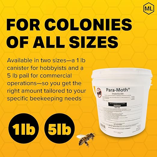 Mann Lake para-Moth, Bee Super Wax Moth Treatment, Protection for Your Bee Equipment, Preserve Hive Quality, Maximize Seasonal Productivity, 5 Lb Pail