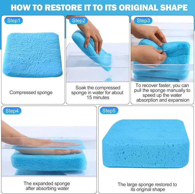 Tioncy 24 Pcs Large Car Wash Sponges Bulk 7.5 x 5.5 x 1.9 Inch Grouting Foam Cleaning and Washing Sponge Commercial Foam Large All Purpose for Kitchen Bathroom Household (Blue)