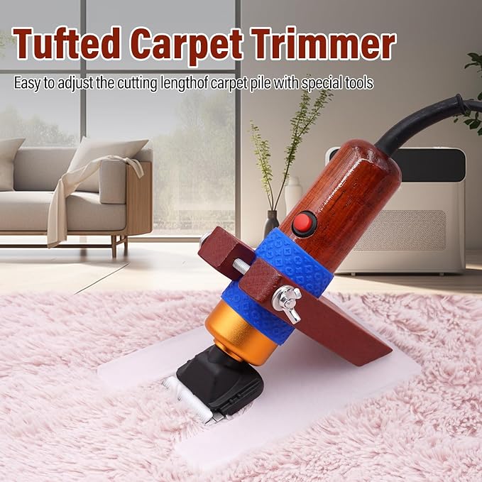 Carpet Trimmer with Shearing Guide, Rug Tufting Carver Clippers, Rug Shears Carpet Carving Tool Electric Speed Adjustable Low Noise for Clean Handmade Rug Keep Tufted Rug Surface Uniform, 200W