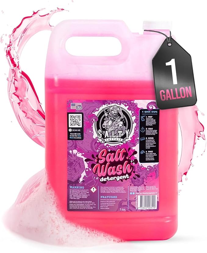 Salty Captain Foaming Salt Remover Wash - Clean & Remove Salt Off Boats & Cars, Prevent Saltwater Corrosion on Marine JetSkis, Trailers, Eco-Friendly Salt Neutralizer Boat Cleaner