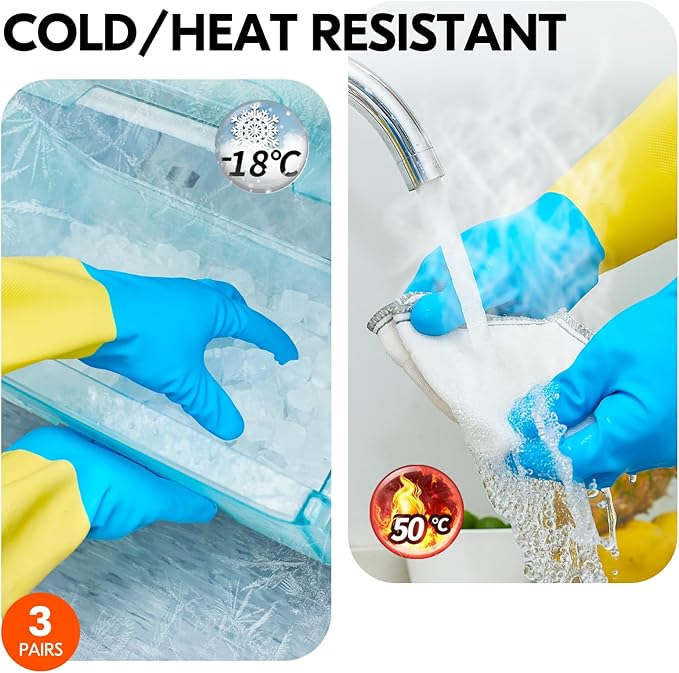 Vgo... Cleaning Gloves,Dishwashing,Kitchen,Heavy Duty,Reusable